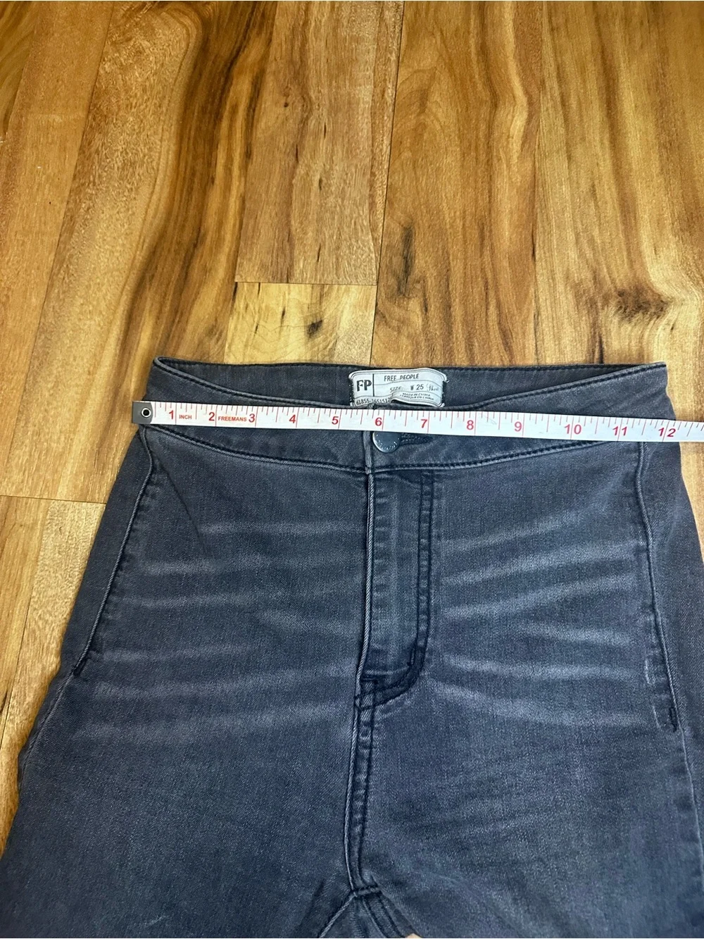 Free People Black Super Flare Bell Bottom Jeans Women’s 25 Raw Hem Stretch Boho